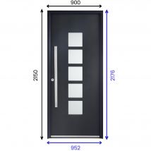 Porte D'Entrée Aluminium Grise Poussant Droit H.215 X L.90 Cm Fuji