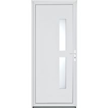 Porte De Service Aluminium Blanche 9016 Poussant Gauche H.215 X L.90 Cm Aspin