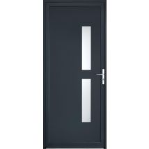 Porte D'Entrée Aluminium Grise 7016 Poussant Gauche H.215 X L.90 Cm Aspin