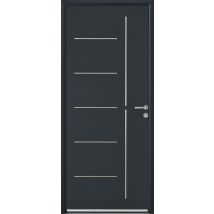 Porte D'Entrée Aluminium Grise 7016 Poussant Gauche H.215 X L.90 Cm Menta
