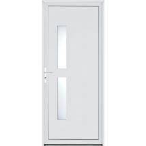 Porte De Service Aluminium Blanche 9016 Poussant Droit H.215 X L.90 Cm Aspin