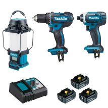 Lot Perceuse Visseuse Ddf482 + Visseuse À Chocs Dtd152 + Radio Lanterne Dmr055 Offerte - Makita