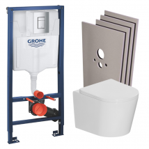 Grohe Pack Wc Bâti-support Rapid Sl + Wc Suspendu Sans Bride + Abattant Softclose + Set Habillage + Plaque Chrome (rslcetor1sb) - Bricoman