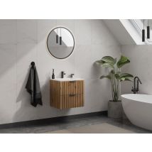 Meuble Sous Vasque Suspendu Strié - Naturel Clair - L60 Cm - Zevara - Bricoman
