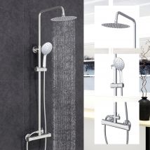 Aica Colonne De Douche Thermostatique Chromée Avec Mitigeur, Ensemble Réglable En Hauteur Pour Mitigeur De Douche - Bricoman