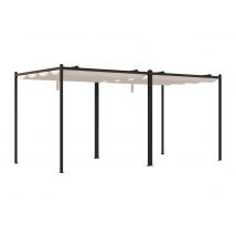 Pergola Autoportante Modulare In Acciaio Con Tetto Retrattile - 10,6 M² - Nero - Mazara - Bricoman