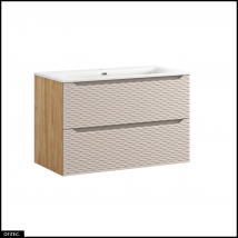 Meuble Sous Vasque De 90 Cm - Avec Vasque À Encastrer - 2 Tiroirs - Sea Beige - Bricoman