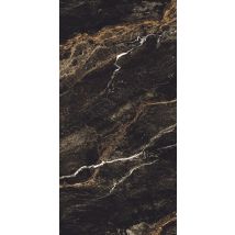 Carrelage Sol / Mur Effet Marbre Noir Lythos Black L.60 X L.120 Cm Brilliant Limcaro - Bricoman