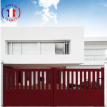 Portail Aluminium Coulissant Semi-ajouré En Kit Dimensions L.3000 (entre Piliers) X H.1300 Mm Couleurs Rouge (ral 3004) - Tecnomat