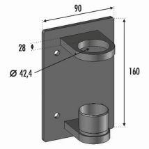 Platine Rectangle Avec Repose Tube Pour Tube Ø42,4mm Fixation À L'Anglaise - Hauteur 160mm Longueur 90mm - Inox 316 - Bricoman