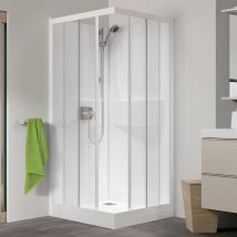 Cabine De Douche D'Angle Kinedo Kineprime 80x80 Hauteur Du Receveur De Douche 9cm 2 Portes Coulissantes Mitigeur Thermostatique Fabriquée En France - 