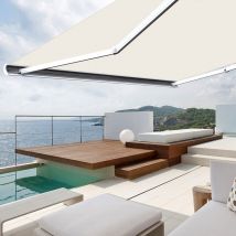 Store Banne Coffre Intégral 5 X 3,5 M Motorisé Et Manuel Extérieur Pour Terrasse - Écru - Bricoman