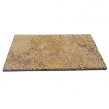 Margelle De Piscine Travertin Beige Mix 61x33x3cm 2nd Choix Bord Arrondi - Bricoman