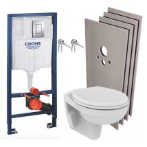 Grohe Pack Wc Bâti-support Rapid Sl + Wc Porcher Sans Bride + Abattant + Plaque + Set D'Habillage (rapidsl-porcherrimless-sabo) - Bricoman