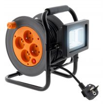 Enrouleur Électrique 4 X 2p+t + Projecteur Led 15m - Orange - Zenitech - Bricoman