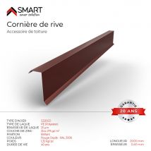 Cornière De Rive - Bac Acier - Tôle De Couverture - Toiture - H12 Rouge Oxyde Ral 3009 L=2m, Épaisseur 0.40mm - Bricoman