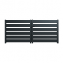 Portail Aluminium Battant Sah En Kit Dimensions L.3000 (entre Piliers) X H.1500 Mm Couleurs Gris (ral 7016) - Bricoman