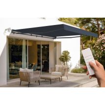 Store Banne Motorisé Semi-coffre Fazzio 4x3m - Toile Premium 320g/m2 Gris - Tecnomat