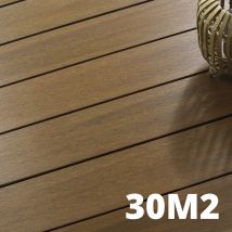 Kit Terrasse Composite Navia 30m² - Teck - 91 Lames De Terrasse (220 X 14.5 X 2.2 Cm) - Fixation Par Clips - Terrasse Livraison Rapide - Bricoman