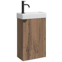 Meuble Lave-mains Apollo Chêne Marron 40x22 Cm Meuble De Rangement Meuble D'Évier - Bricoman