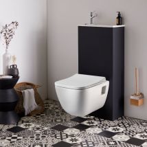 Pack Wc Suspendu Avec Lave-mains Intégré + Cuvette Sans Bride Aqua - Bricoman