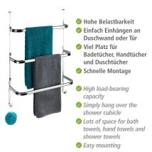 Wenko 24025100 Portasciugamani Irpinia, Con 3 Barre Portasciugamani, Acciaio, 54,5 X 77,5 X 21,5 Cm, Cromato - Tecnomat