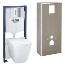 Grohe Pack Wc Suspendu Solido, Cuvette Sans Bride, Plaque De Commade Chromée, Isolant Et Habillage À Carreler - Bricoman