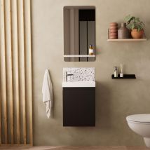 Meuble Lave-mains Lisa + Robinet Chromé + Miroir Rectangulaire - Bricoman