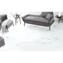 Carrelage Intérieur Effet Marbre Brillant Carrara Bianco L.60 X L.120 Cm - Vendu Par Palette De 43.20m² - Tecnomat