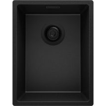 Evier Cuisine En Granit Tout Noir 36x47cm, Lavabo 1 Bac + Kit De Vidage, Évier À Encastrer Au Meuble 40cm - London Slim Primagran - Bricoman