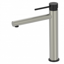 Envol Mitigeur Lavabo Haut Façon Inox Et Noir - Bricoman