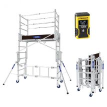 Echafaudage Roulant Pliant - Hauteur Max. De Travail 3.80m + Télémètre Laser 12m - 22407420/laser - Bricoman