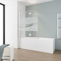Pare-baignoire Pivotant Sérigraphié Blanc, H.140 X L.112 Cm Schulte, Paroi De Baignoire Réversible, Écran 5 Mm Pliant, 2 Volets Rabattables Liane - 