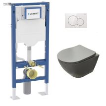 Pack Geberit Up320 + Cuvette Sans Bride Kelos Flush Gris Clair + Plaque Sigma Blanc - Tecnomat