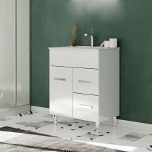 Madrid Meuble Salle De Bain Sur Pieds Simple Vasque Blanc Largeur 60 Cm - Bricoman