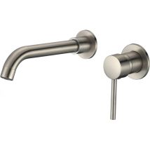 Valaz Robinet De Lavabo Rond À Encastrer Avec Bec En Acier Brossé De 21 Cm - Série Guadiana - Tecnomat