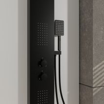 Colonne De Douche Effet Pluie - 140x20cm - Acier Inoxydable Brossé Noir Mat - Bricoman