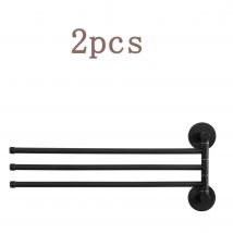 2pcsauralum Max Porte-serviettes Avec 3 Barres 180°rotatives,inox 304 Porte Serviette Murale Sèche-serviettes Pour Salle De Bain Cuisine-noir(40cm) - 