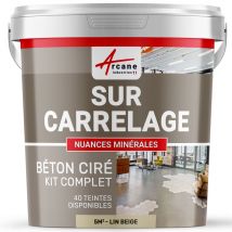 Beton Cire Carrelage Pour Sols Et Murs - Kit Beton Cire Sur Carrelage - 5 M² (en 2 Couches) Lin Beige - Arcane Industries - Bricoman