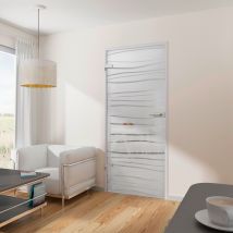 Bloc-porte Vitré Mistral Aluminium Verre Sérigraphié, H.197 X L.83 Cm Schulte, Poussant Droit Ou Gauche, Porte Intérieure Sans Cadre, Mont. Réversible