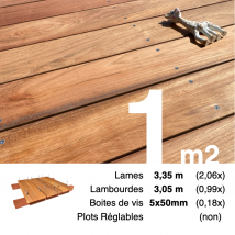 Kit Terrasse Bois Exotique Jatoba Pour 1 M² • Lames 3,35 M, Lambourdes 3,05 M Et Visserie Inox - Bricoman