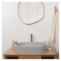 Vasque À Poser Ovale En Béton Gris 60x35cm - Bricoman