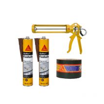 Kit Sika Couverture Tuile Bande D'Étanchéité Bitumineuse 100mm X 3m - Mastic-colle Souple 300ml X2 - Pistolet Manuel Pour Cartouches - Bricoman