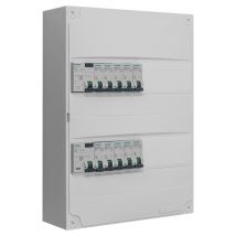 Tableau Électrique Siemens 2 Rangées, 10 Disjoncteurs (10a, 16a, 20a, 32a), 2 Interrupteurs Différentiels 30ma 63a, Ip30, Ik05, 350x250x97 Mm - 