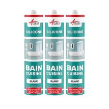 Mastic Silicone Pour Joints Étanchéité Douche, Salle De Bain, Cuisine - Arcamastic Sanitaire Blanc - 300 Ml X 3 - Arcane Industries - Bricoman