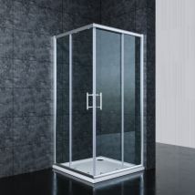 Sirhona Cabine De Douche 100x100x185cm Coulissante Entrée D'Angle De Douche Cabine Douche À Double Porte Coulissante 5mm Verre Cabine Douche - 