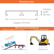 Rampe 2500mm - Pliée 1250mm - Pour Franchir 750mm - Charge Max 200kg - M030b2/25/2inc - Bricoman