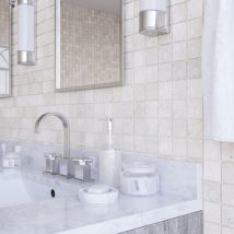 Albedo Pierre - Carreaux En Travertin Blanc Ivoire Vieilli 1er Choix - 10x10x1 Cm - Vendu Par Carton - Bricoman