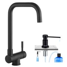 Cecipa Max Mitigeur Cuisine Rabattable Noir Robinet De Cuisine Sous Fenêtre + Distributeur De Savon De Cuisine Noir - Bricoman