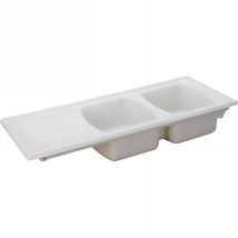 Évier 2 Bacs 1 Égouttoir À Encastrer Par Dessus 120,5x50cm Hauteur 22,2cm Céramique Sanindusa Lusitano Blanc - Bricoman